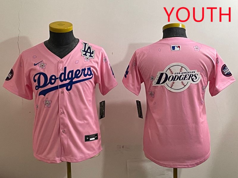 Youth Los Angeles Dodgers Blank Pink Sakura Edition 2025 Nike MLB Jersey style 29->youth mlb jersey->Youth Jersey